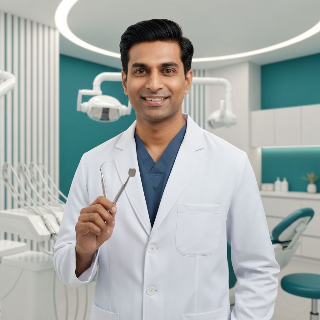 Friendly dentist with patient